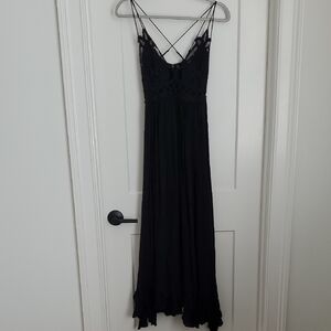 Sale Free People Black Maxi Dress Eyelet Lace Small